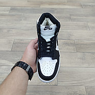 Кроссовки Air Jordan 1 Mid Black White с мехом, фото 3