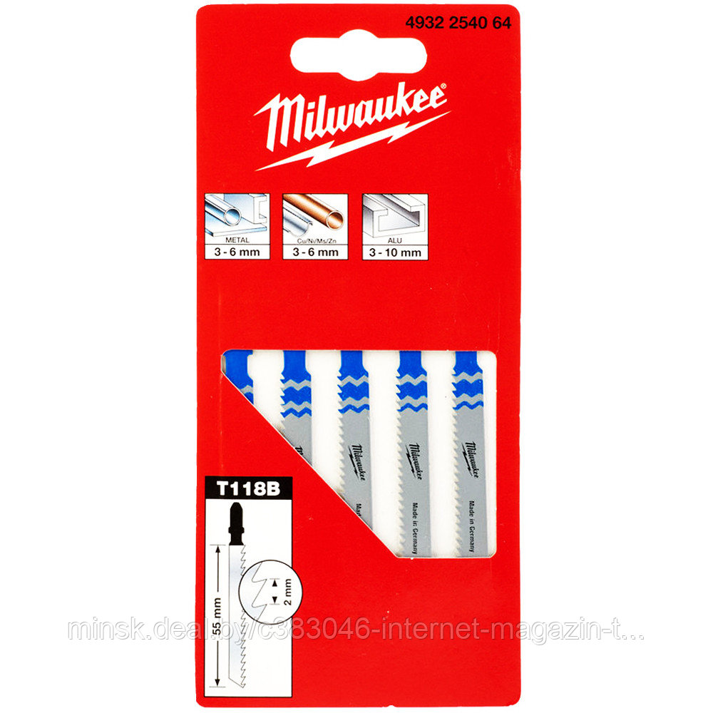 Пилка к лобзику T118B по металлу (5 шт) Milwaukee (4932254064) - фото 1 - id-p114592807