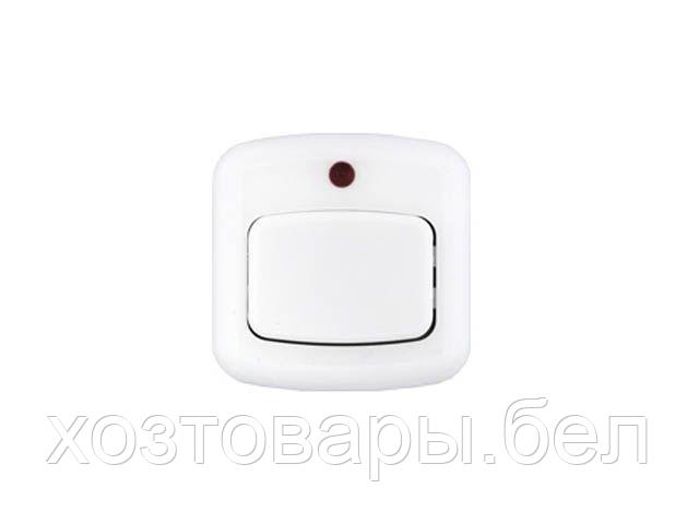 Выключатель 1 клав. для быт. электр. звонков со световой индикацией (открытый, 1А) белый, Bylectrica