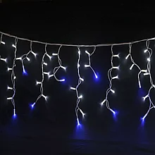Уличная светодиодная гирлянда "Бахрома" Мерцание 3 метра / 100 LED / IP-54 / (белый/синий)