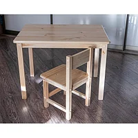 Детский комплект столик и стульчик "Блеск" из массива арт. KDN-Lak-7050-27. Цвет натуральный (покрыт лаком).