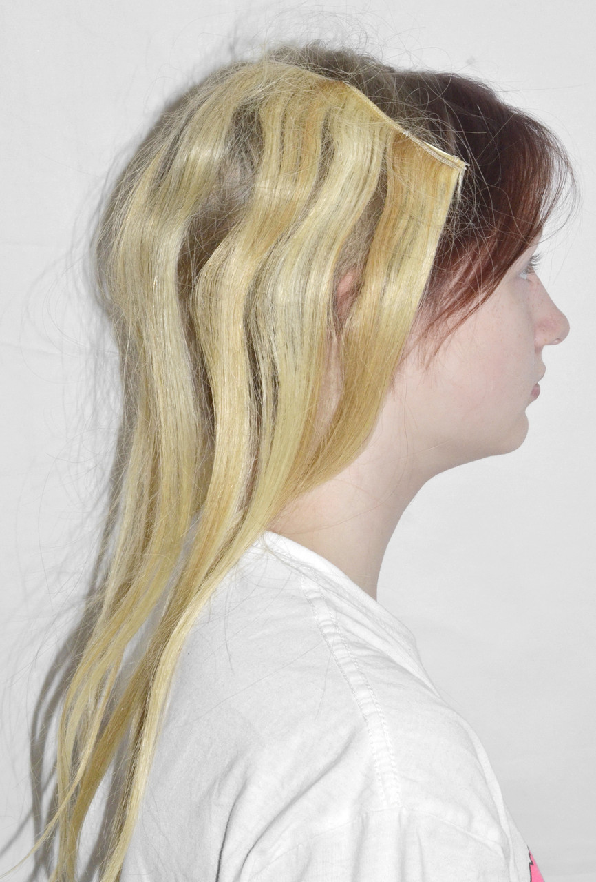 Пряди волос на заколках длинные (блонди)