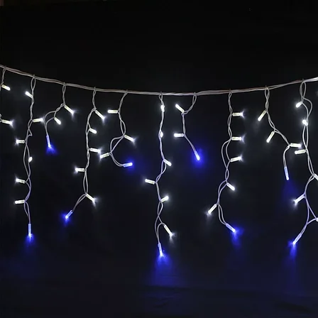Уличная светодиодная гирлянда "Бахрома" Мерцание 3 метра / 100 LED / IP-54 / (белый/синий), фото 2