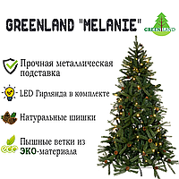 Новогодняя ель Melanie 210 см с гирляндой и шишками