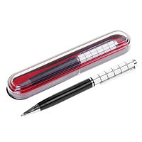 Ручка шариковая, подарочная, в пластиковом футляре, поворотная, «Мозаика», чёрно-белая с серебристыми вставкам