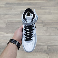 Кроссовки Nike Air Force 1 Mid Gray White Black с мехом, фото 3