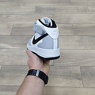 Кроссовки Nike Air Force 1 Mid Gray White Black с мехом, фото 4