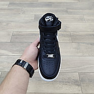 Кроссовки Nike Air Force 1 Mid Black White с мехом, фото 3