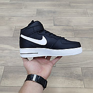 Кроссовки Nike Air Force 1 Mid Black White с мехом, фото 2