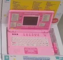Детский русско-английский обучающий ноутбук, компьютер 7004,  70  функций с мышкой розовый