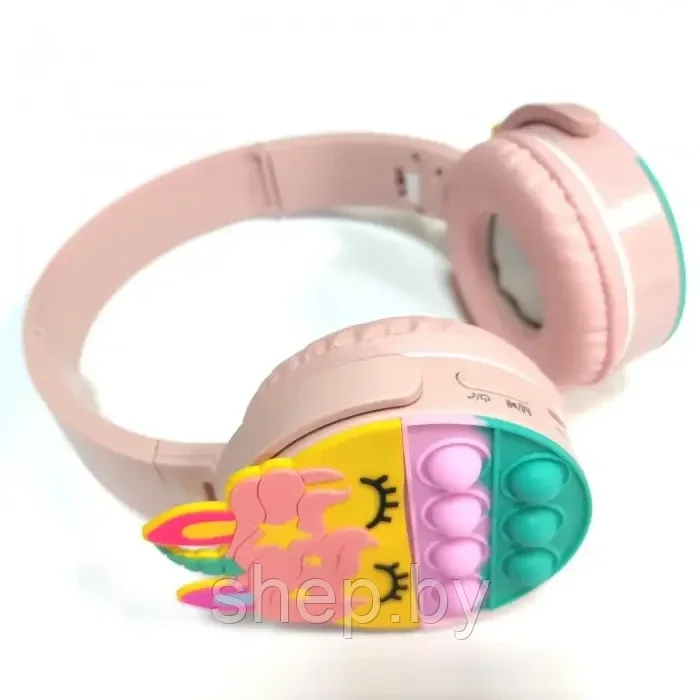 Беспроводные детские наушники POP IT P365 единорог Bluetooth P365  Цвет : розовый,черный,желтый
