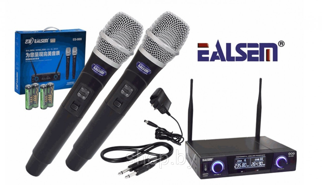 EALSEM ES-888 - вокальная радиосистема с двумя беспроводными микрофонами, UHF - фото 1 - id-p194741786