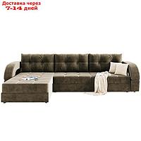 Угловой диван "Талисман 2", угол левый, пантограф, велюр, цвет селфи 03, подушки селфи 01