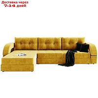 Угловой диван "Талисман 2", угол левый, пантограф, велюр, цвет селфи 08, подушки селфи 07