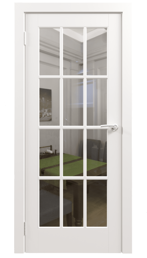Двери межкомнатные эмаль Перфето 6 с прозрачным стеклом