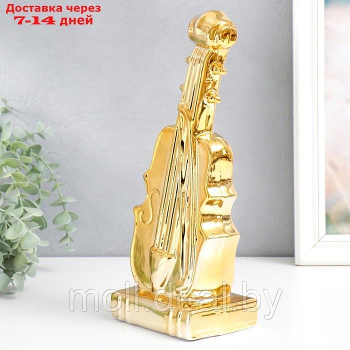 Сувенир керамика "Скрипка со смычком" золото 30х12х9 см - фото 4 - id-p194649686