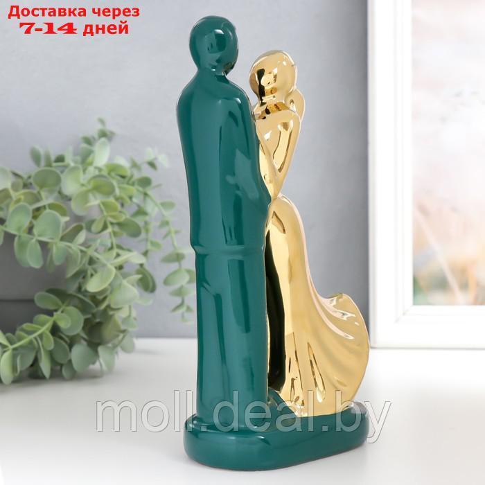Сувенир керамика "Влюблённые" тёмно-зелёный с золотом 22х10х6,5 см - фото 2 - id-p194649688