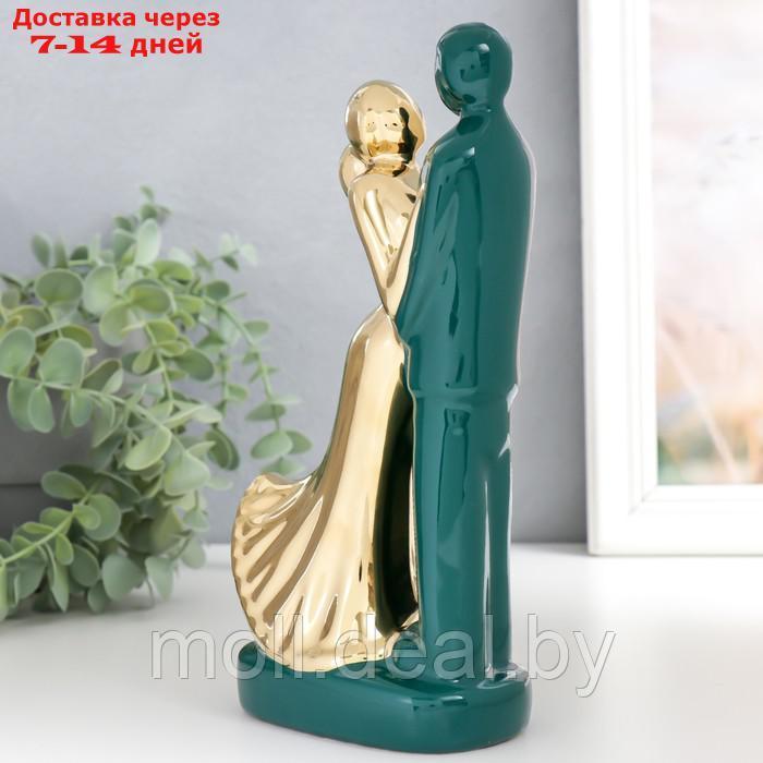 Сувенир керамика "Влюблённые" тёмно-зелёный с золотом 22х10х6,5 см - фото 3 - id-p194649688