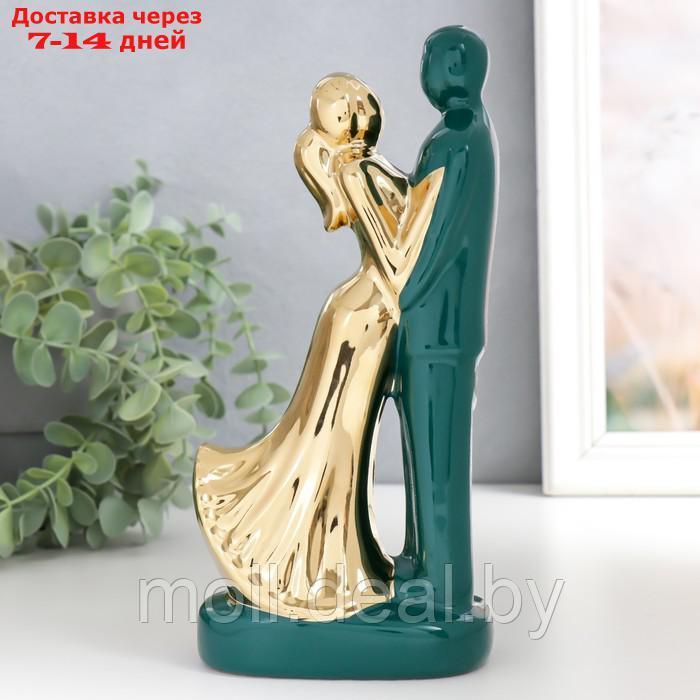 Сувенир керамика "Влюблённые" тёмно-зелёный с золотом 22х10х6,5 см - фото 4 - id-p194649688