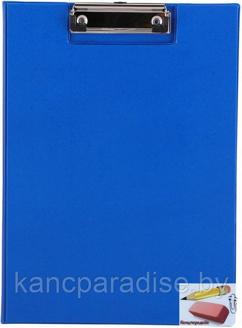 Папка-планшет с зажимом и крышкой Deli, A4, ПВХ, карман, синяя, арт.3815А