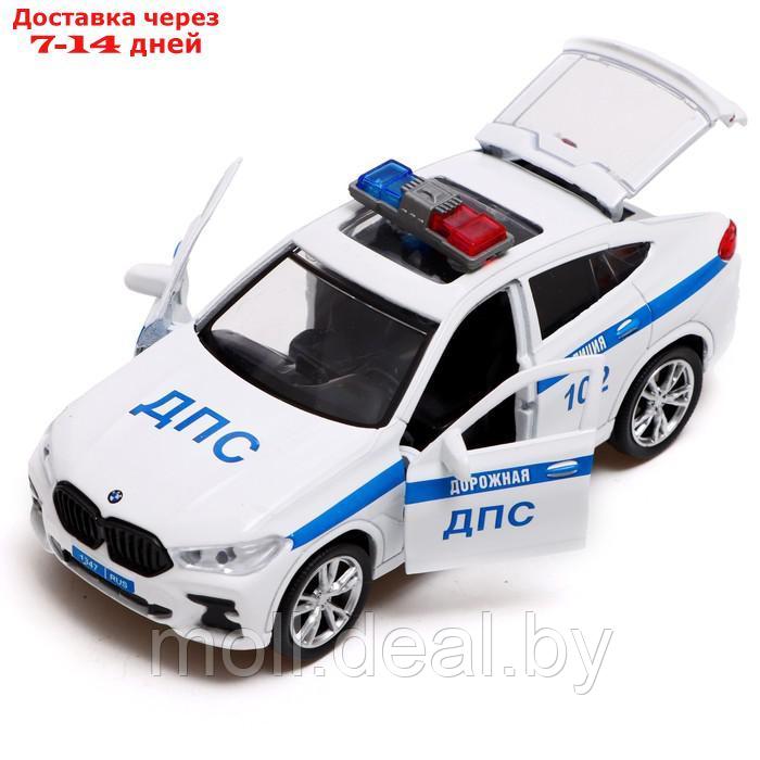 Машина металлическая "BMW X6 полиция", 12 см, двери, багаж, инерц, белый X6-12POL-WH - фото 4 - id-p194650911