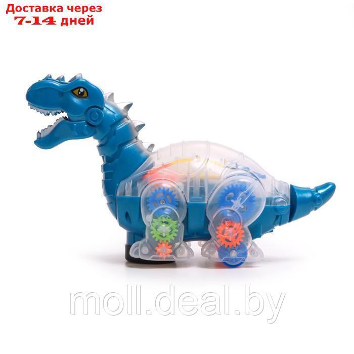 Динозавр "Шестерёнки", свет и звук, работает от батареек, цвет синий - фото 2 - id-p194651038