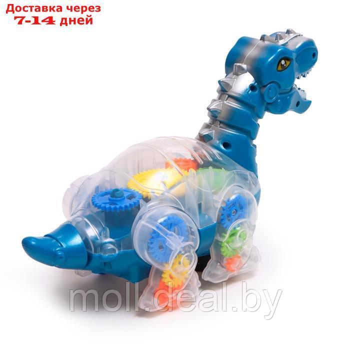 Динозавр "Шестерёнки", свет и звук, работает от батареек, цвет синий - фото 3 - id-p194651038