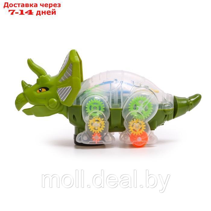 Динозавр "Шестерёнки", свет и звук, работает от батареек, цвет зеленый - фото 2 - id-p194651067