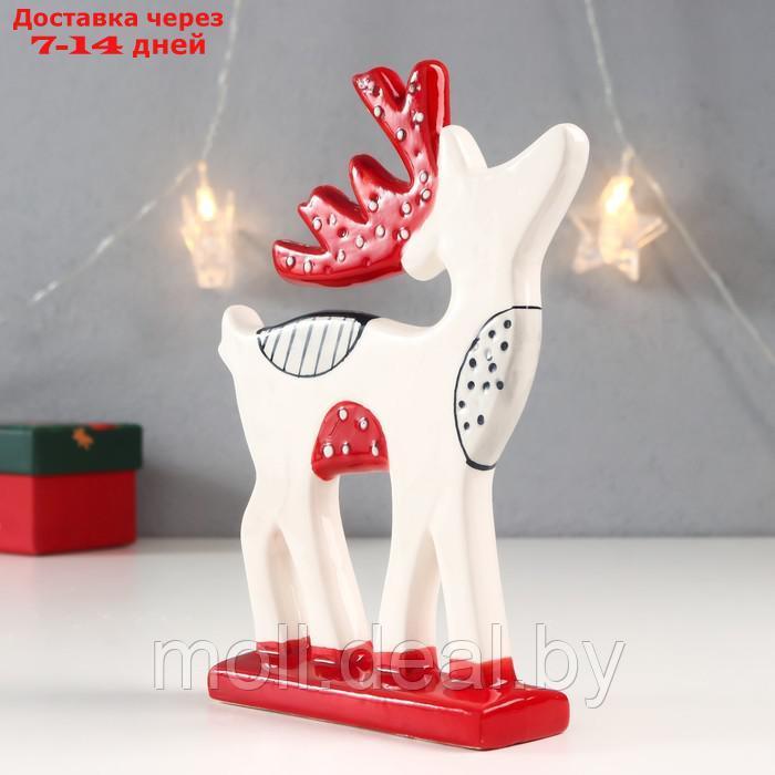 Сувенир керамика "Белый олень с красными рогами в белый горошек" 17,7х12,2х3,7 см - фото 3 - id-p194650598