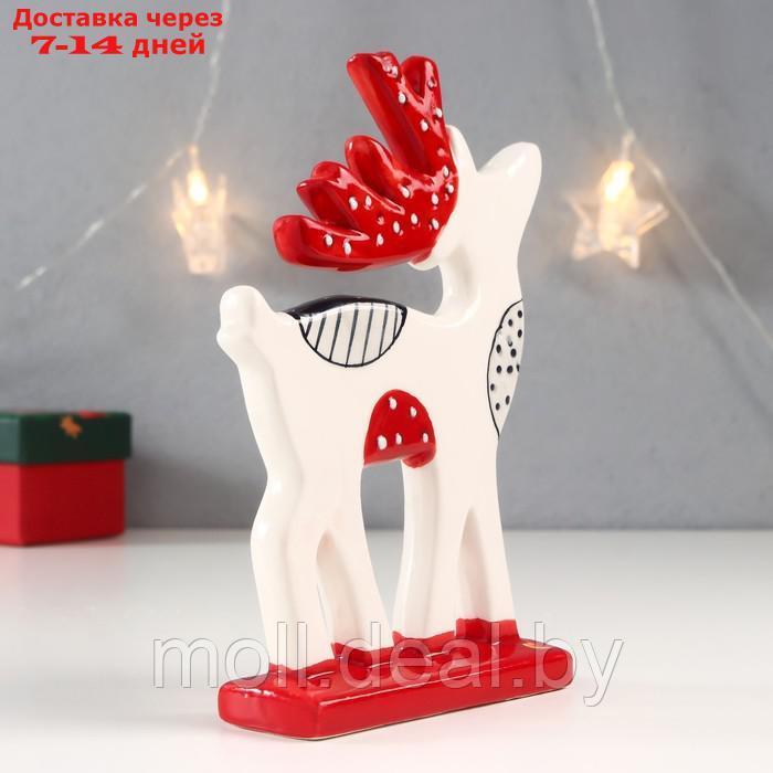 Сувенир керамика "Белый олень с красными рогами в белый горошек" 17,7х12,2х3,7 см - фото 4 - id-p194650598
