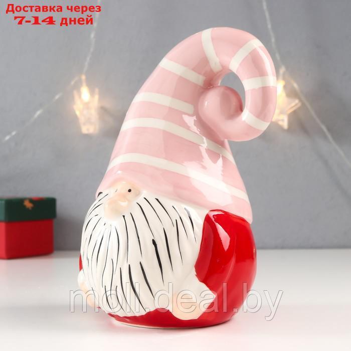 Сувенир керамика "Дед Мороз, полосатый розовый колпак" 18х11,7х10,9 см - фото 3 - id-p194650599