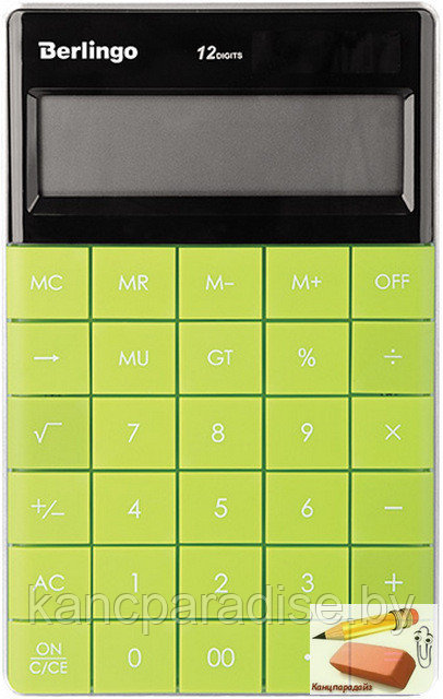 Калькулятор настольный Berlingo Power TX, 12 разр., двойное питание, зеленый - фото 1 - id-p194818132
