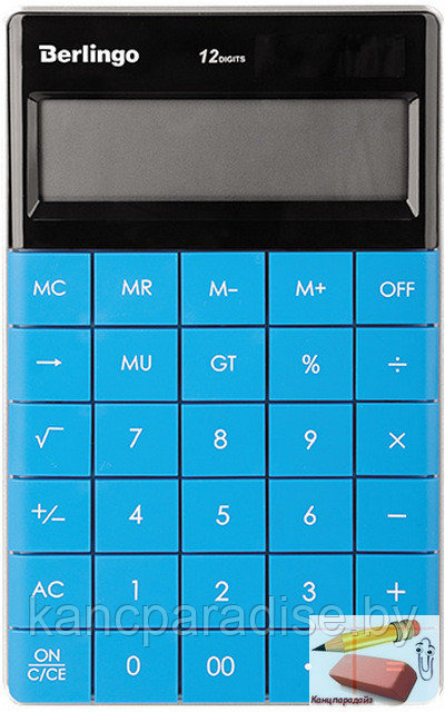 Калькулятор настольный Berlingo Power TX, 12 разр., двойное питание, синий