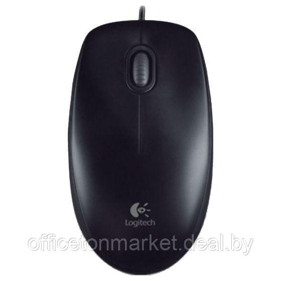 Мышь Logitech "Mouse B100", проводная, 800 dpi, 3 кнопки, черный - фото 1 - id-p194820210