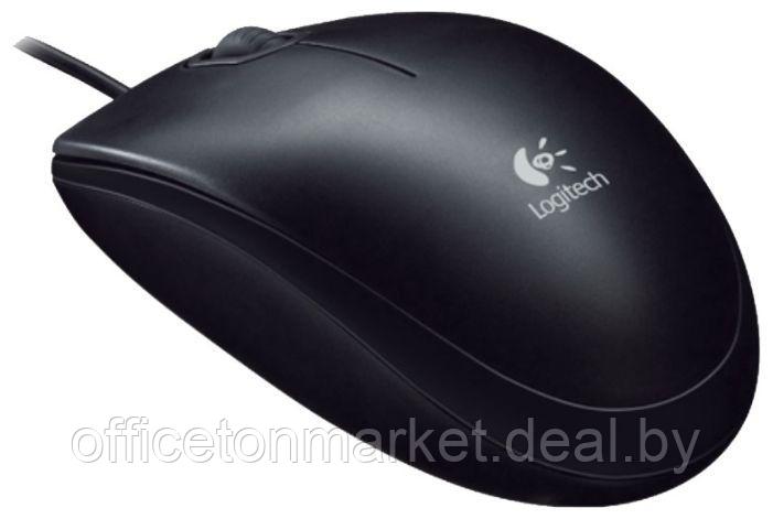 Мышь Logitech "Mouse B100", проводная, 800 dpi, 3 кнопки, черный - фото 2 - id-p194820210