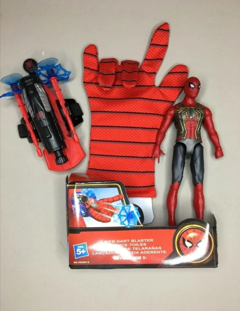 Детская перчатка человека паука Spider man с паутиной и фигурка человек паук свет BJ0016 - фото 1 - id-p194826337