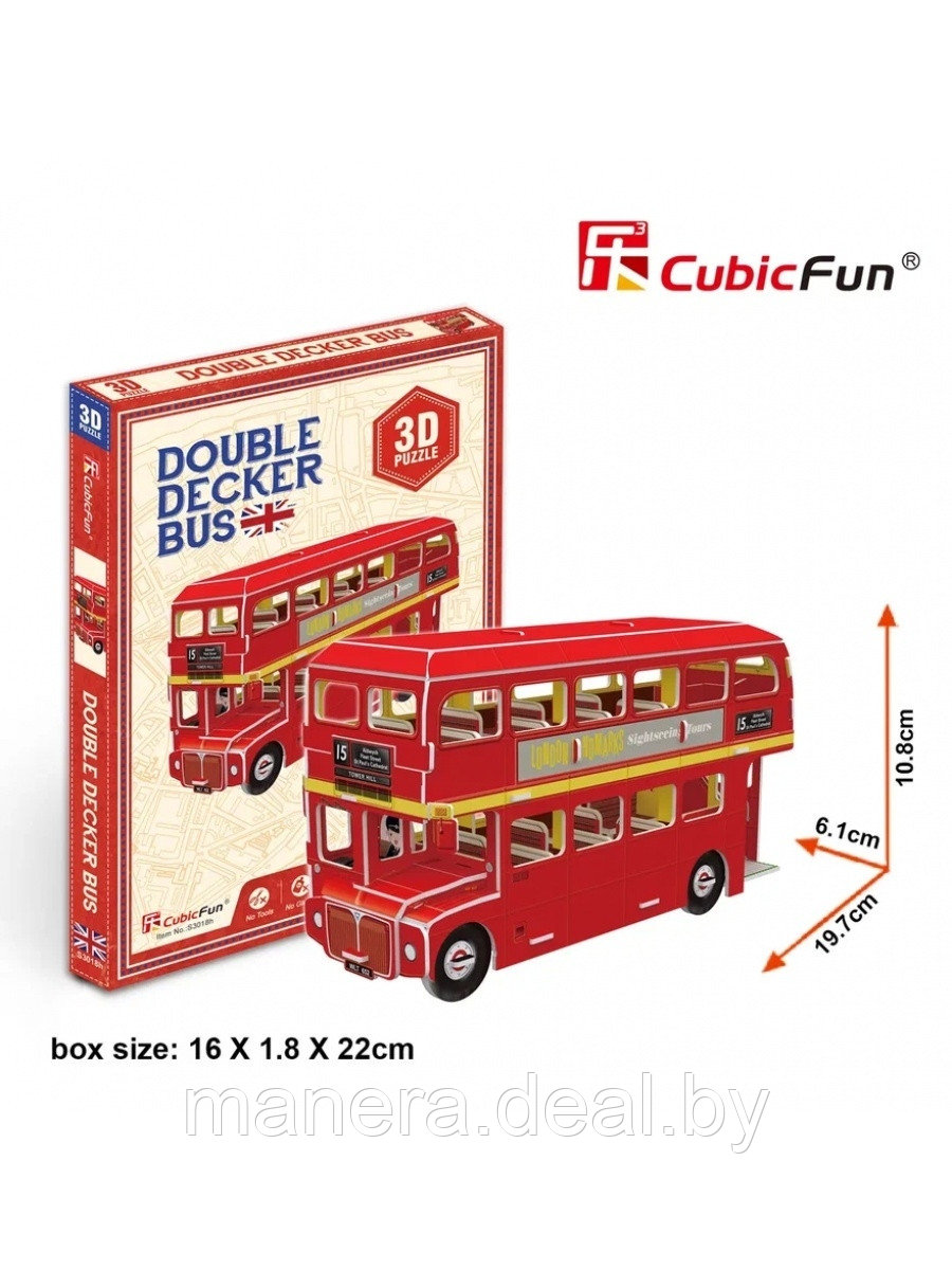 3D пазл Лондонский двухэтажный автобус, 57 деталей конструктор головоломка - фото 1 - id-p136759014