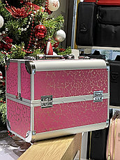 Бьюти-кейс для косметики «BuImer»  кейс для мастеров, серебристо розовый, фото 2