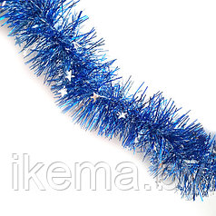 Мишура Синяя с серебряными звездами 200x9 см. арт.HS-22-02