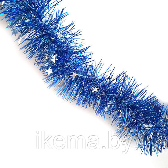 Мишура Синяя с серебряными звездами 200x9 см. арт.HS-22-02 - фото 1 - id-p194851624