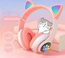 Беспроводные Bluetooth наушники с ушками детские Cat Ear STN-28 со светящимися ушками, фото 3