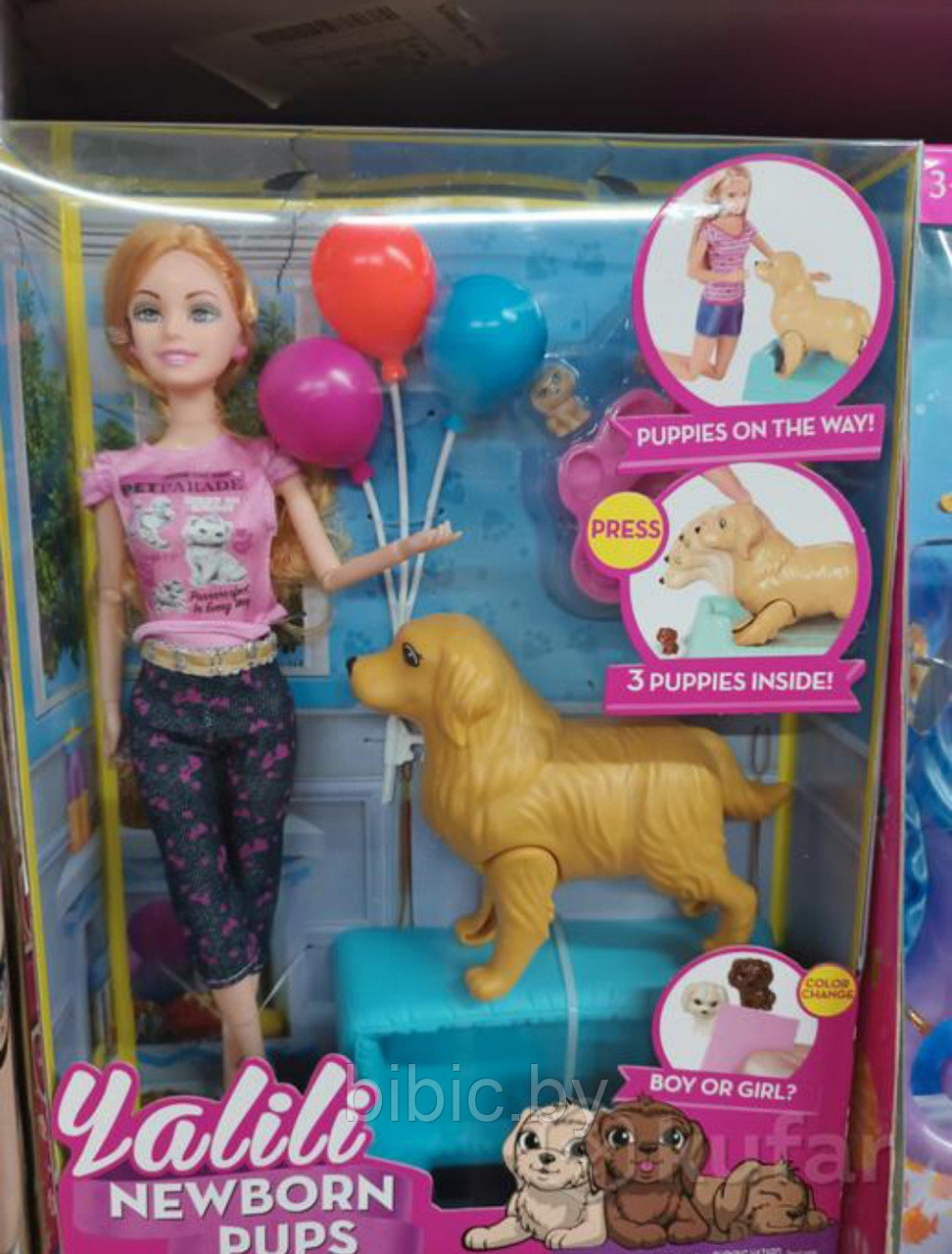 Детская кукла Барби и собака со щенками Barbie Newborn Pups,игровой набор кукол для девочек с аксессуарами