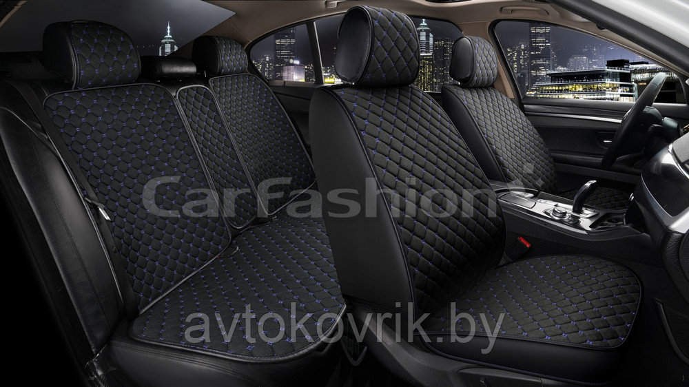 Чехлы универсальные CUBE [ Carfashion ] Цвет: черный/черный/синий - фото 1 - id-p194853550