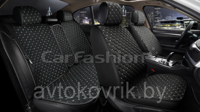 Чехлы универсальные CUBE [ Carfashion ] Цвет: черный/черный/синий - фото 4 - id-p194853550