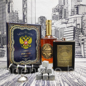 Подарочный набор Jack Daniels: фляжка 255 мл, 4 стопки и металлическая воронка M-39 Темно-коричневый в бронзе - фото 1 - id-p117446929