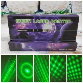 Лазерная указка с 4 активными насадками Green Laser Pointer (зеленый луч) - фото 1 - id-p194856735