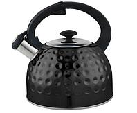 Чайник со свистком для газовой и индукционной плиты 2 литра нержавеющая сталь RELICE RL-2504 черный