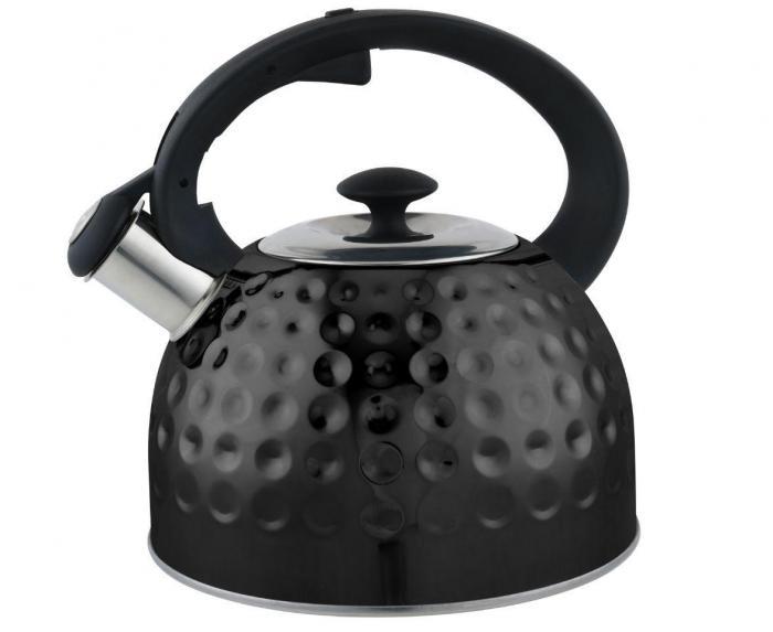 Чайник со свистком для газовой и индукционной плиты 2 литра нержавеющая сталь RELICE RL-2504 черный - фото 1 - id-p194864202