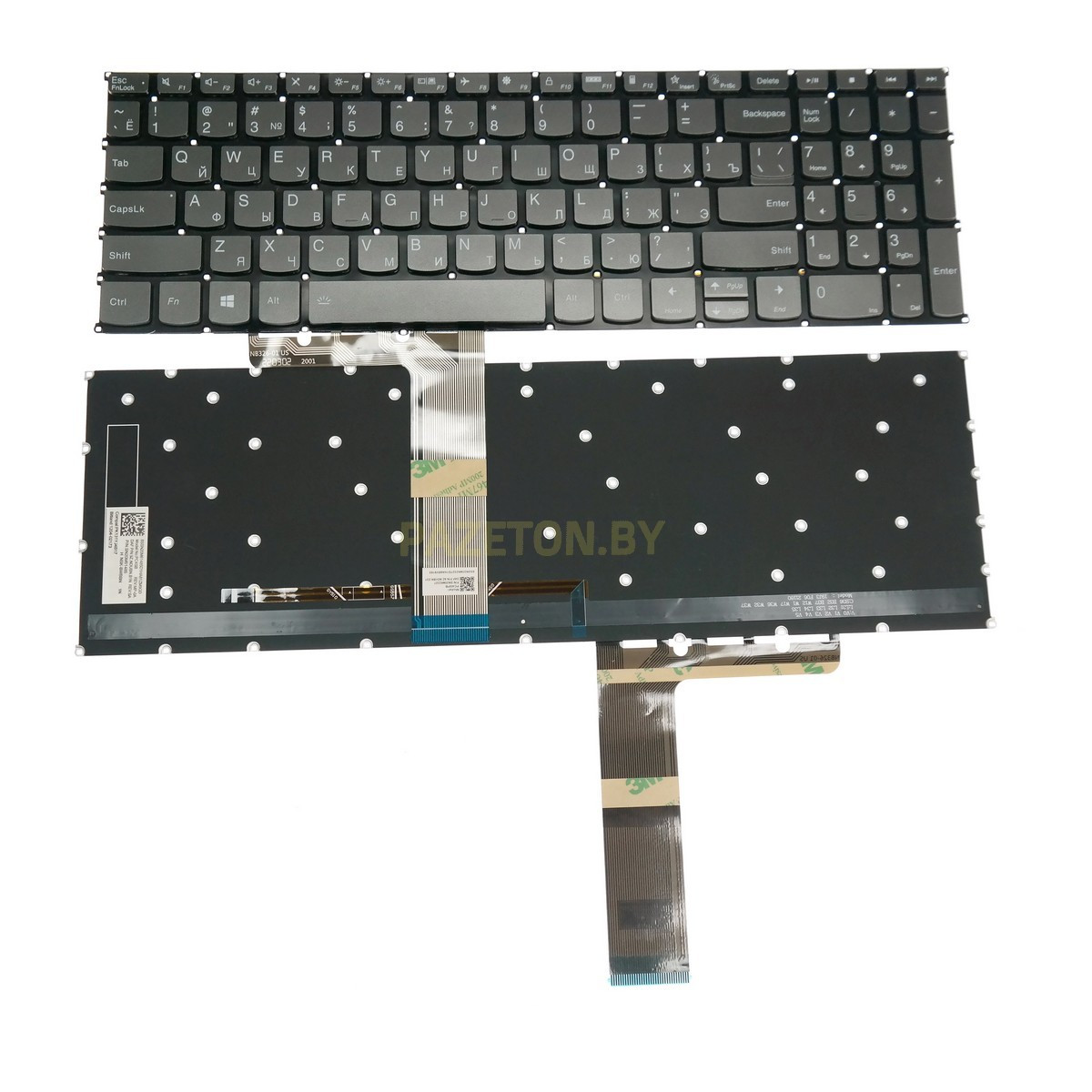 Клавиатура для ноутбука Lenovo IdeaPad 3 15ALC6 5 15ARE05 серая с подсветкой без кнопки включения - фото 1 - id-p173889148