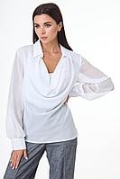 Женская осенняя шифоновая белая деловая большого размера блуза и топ Anelli 1087 белый 48р.